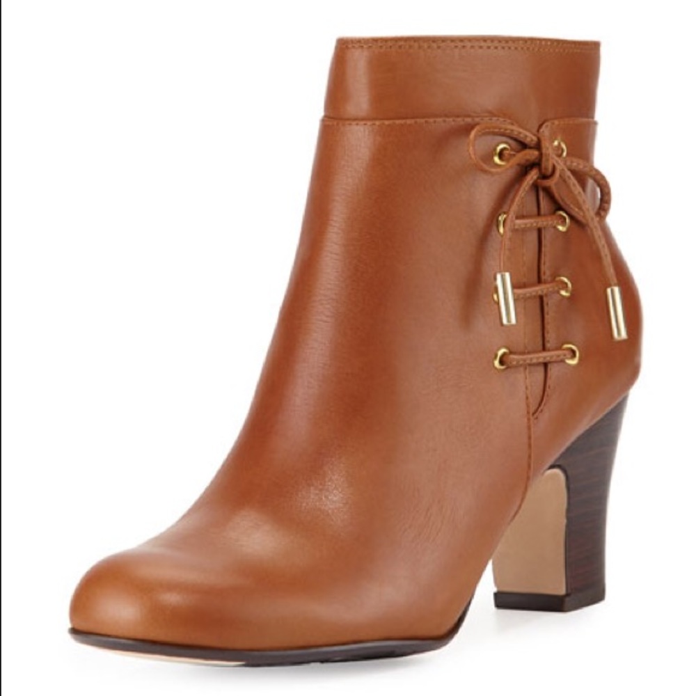 Taryn Rose Terrie Side-Laced Leather Bootie Tan 9M